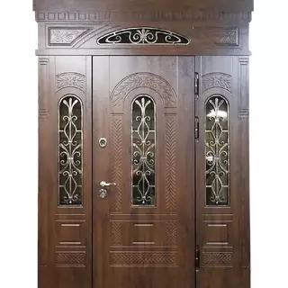 Двустворчатая стальная дверь со стеклопакетами